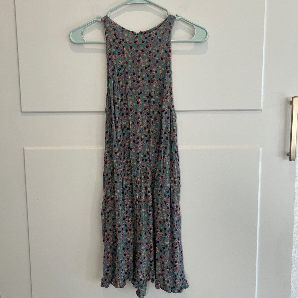 Mossimo Supply Co. Green Floral Sleeveless Romper Womens Small Boho Garden Femme